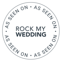 Circular badge design for Rock My Wedding website with text around the perimeter.