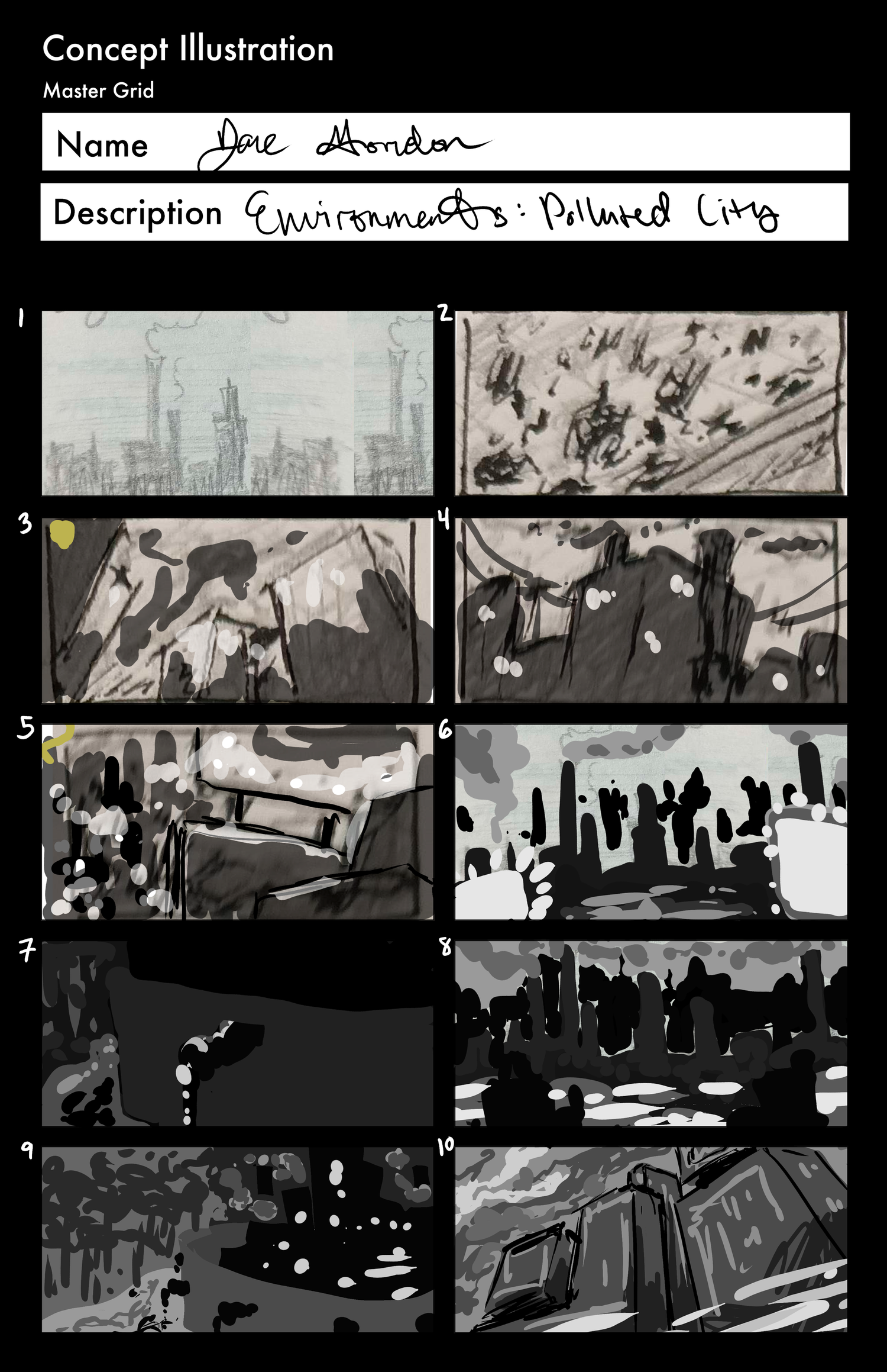 10 composition thumbnails for the above building piece.
