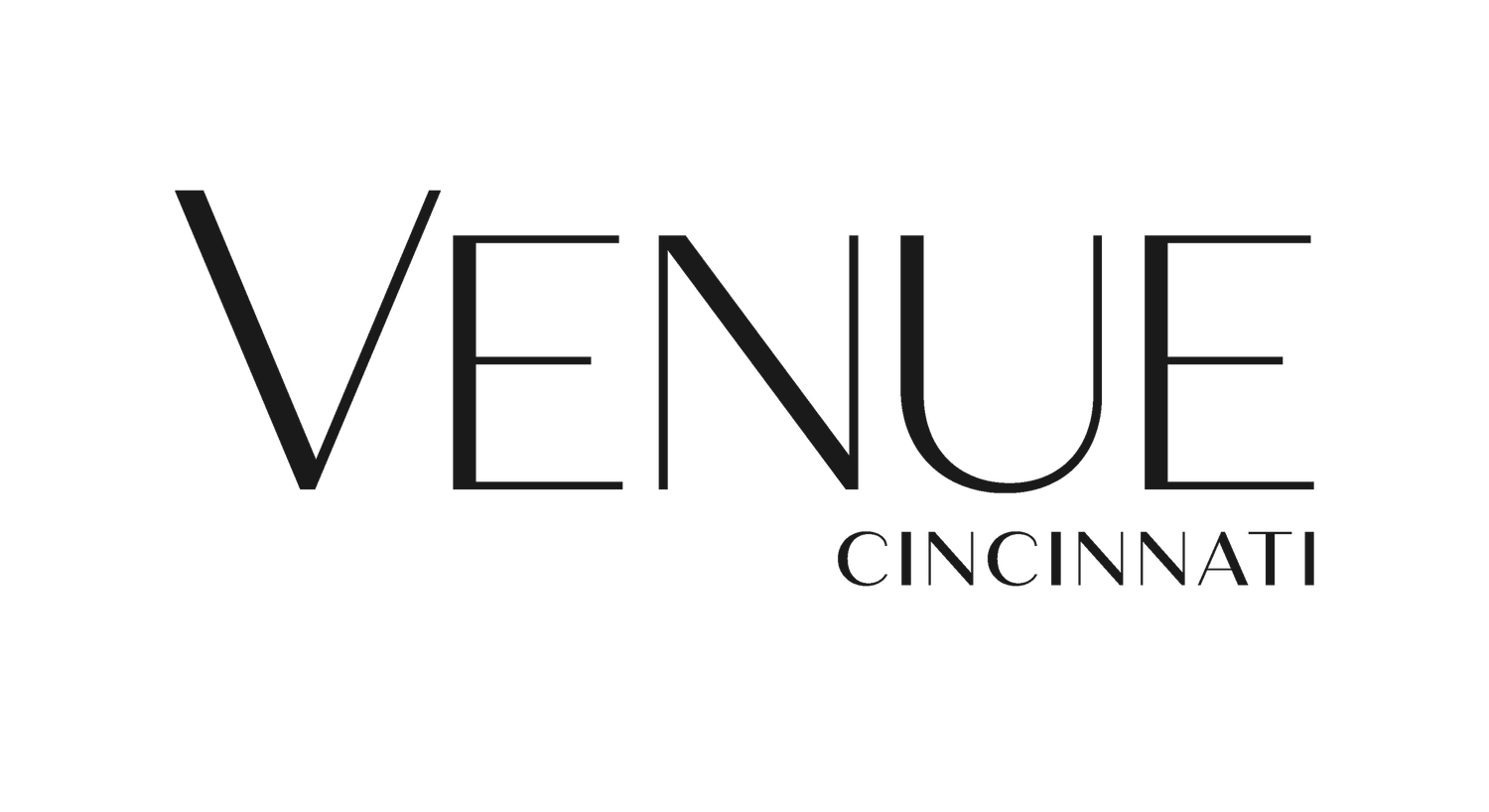 Venue Cincinnati logo in refined black serif typography on a clean white background.