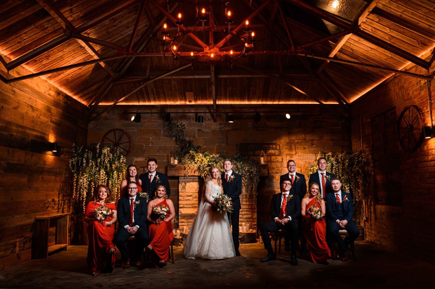 Luxury wedding party group photos at Horton Grange in Newcastle, North East England