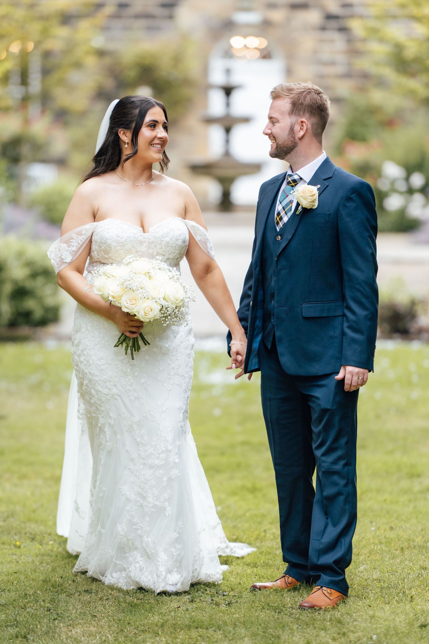 Relaxed couples photos taken at Shotton Grange luxury wedding venue in Northumberland