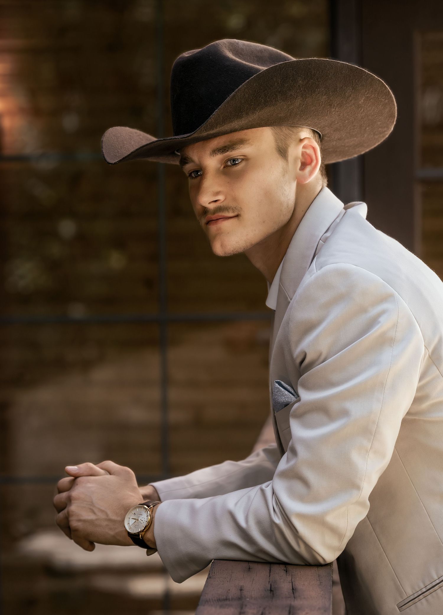 Groom's portrait at Roaring River State Park wedding venue in Missouri