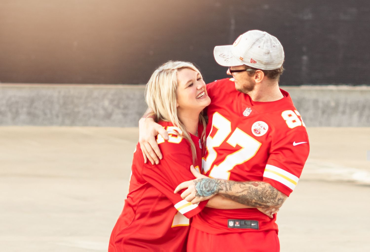 Couple wearing Chiefs gear