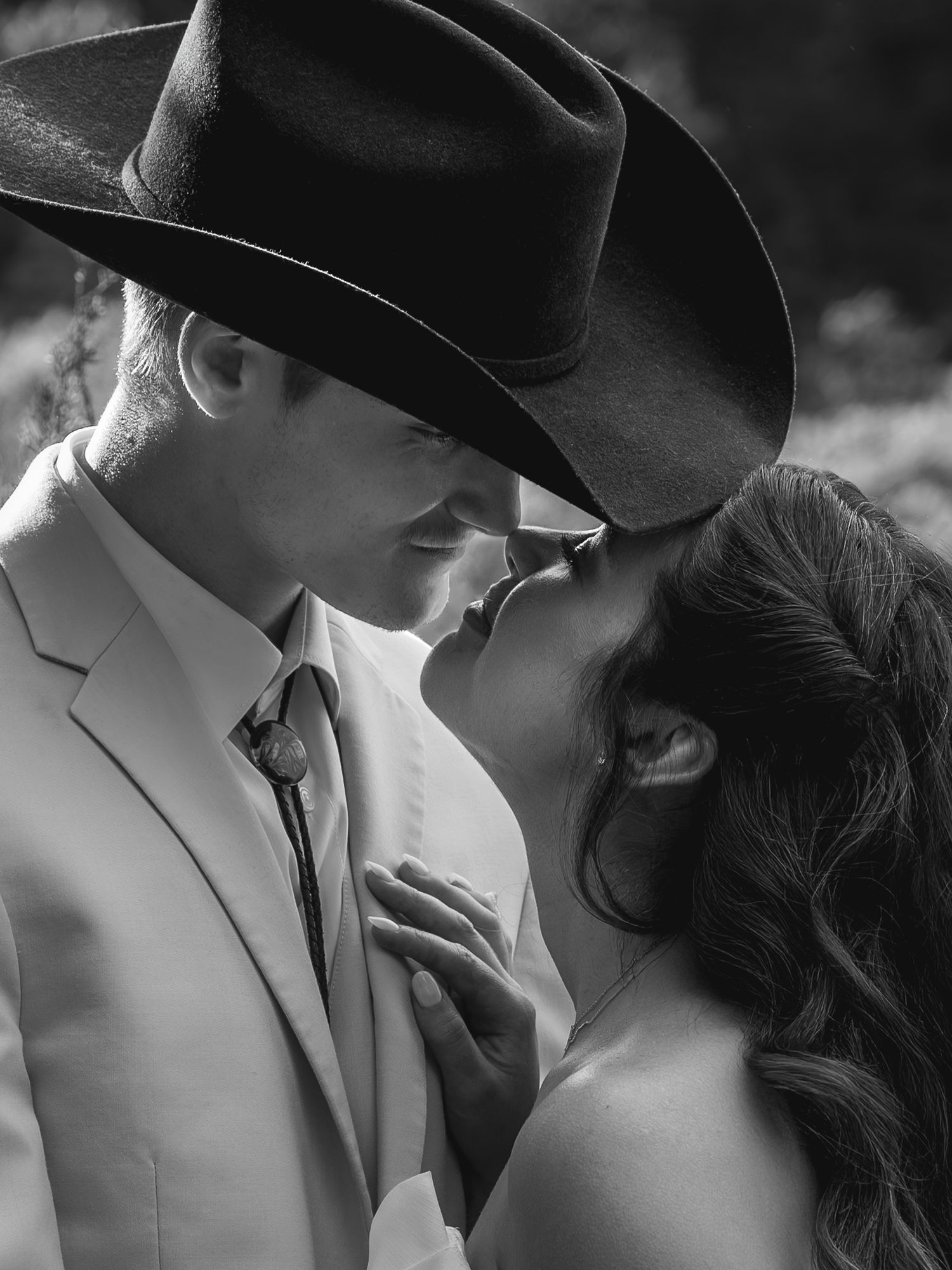 Black and white Bride and groom portrait at scenic Missouri state park wedding