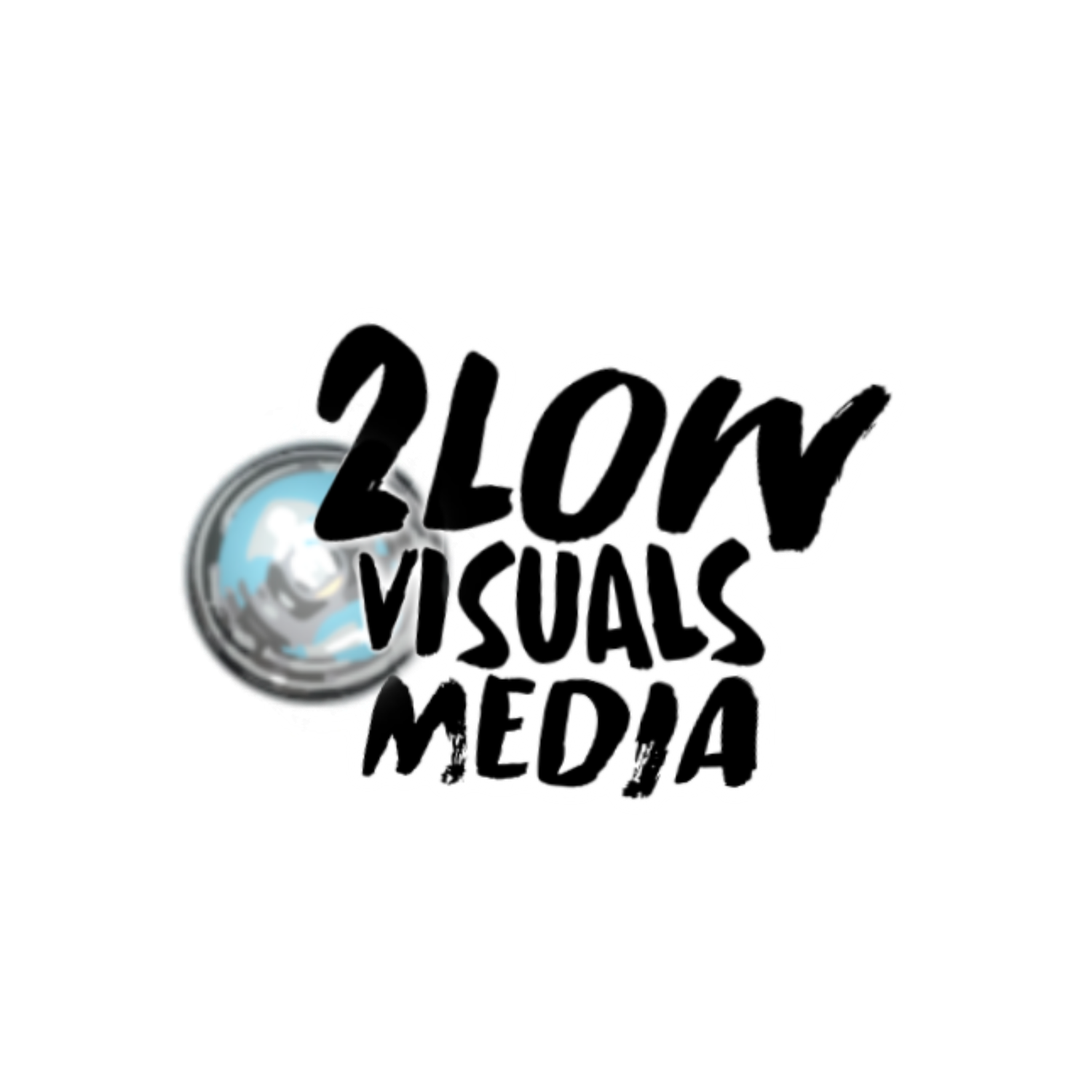 2Low Visuals Media logo featuring a camera lens with bold black text on white background.