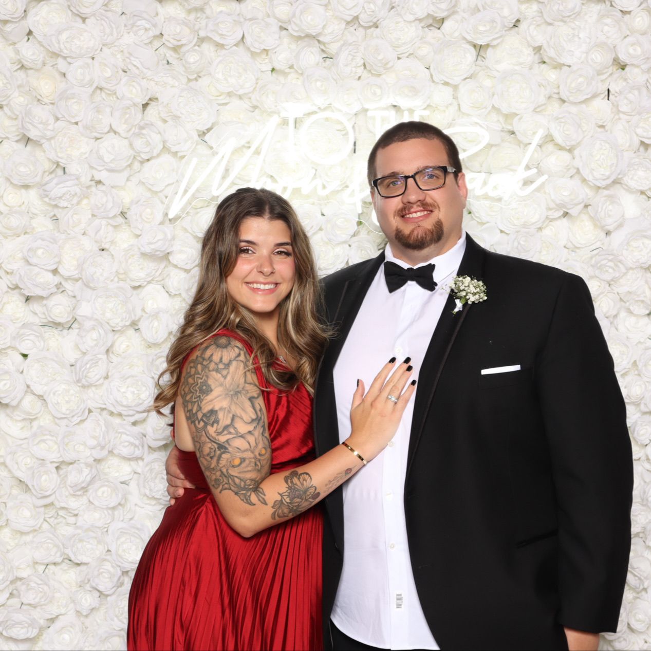 Couple with Flower Wall Photo Booth in Maryland