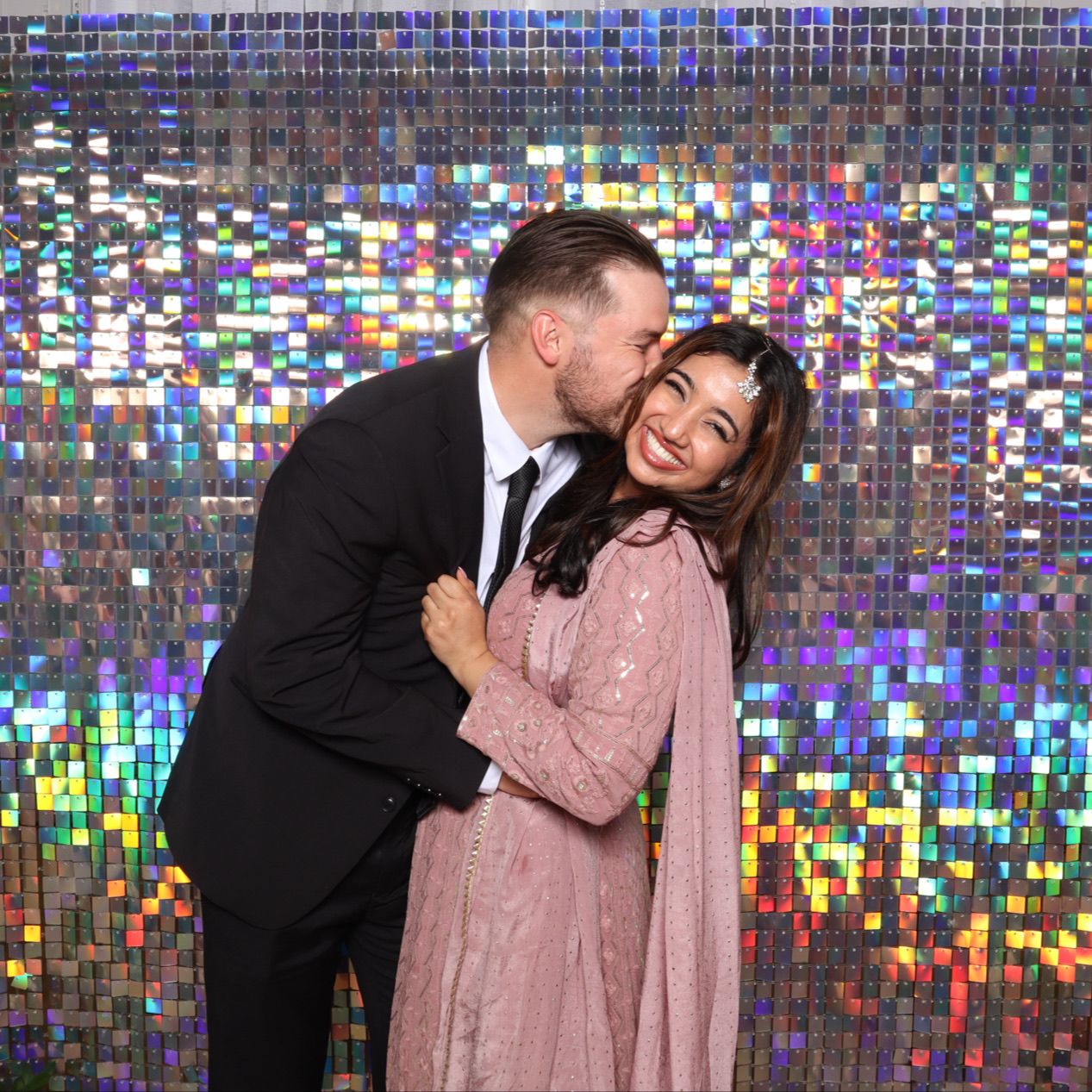 Iridescent Shimmer Wall for Wedding Photo Booth at The Belvedere Hotel in Baltimore