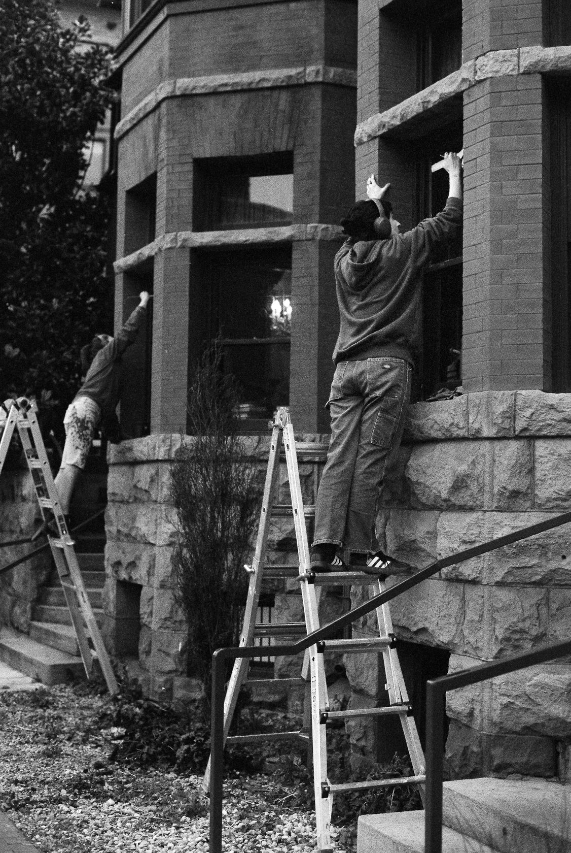 Treefort window painting 2026. T-max 3200 Black and White Film. Boise, Idaho