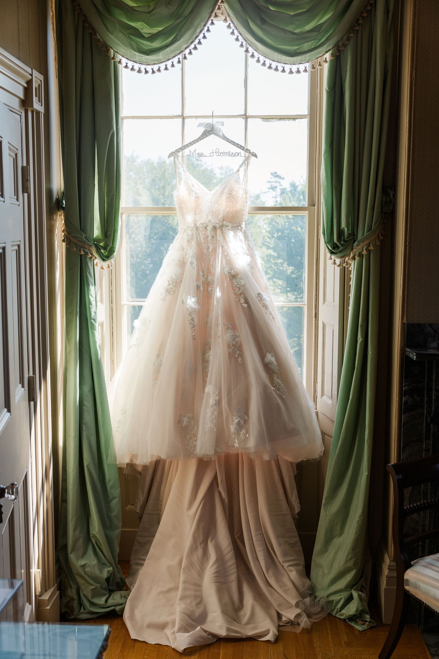 A Stunning Wedding Dress Captured at The Rotch-Jones-Duff House in Massachusetts.
