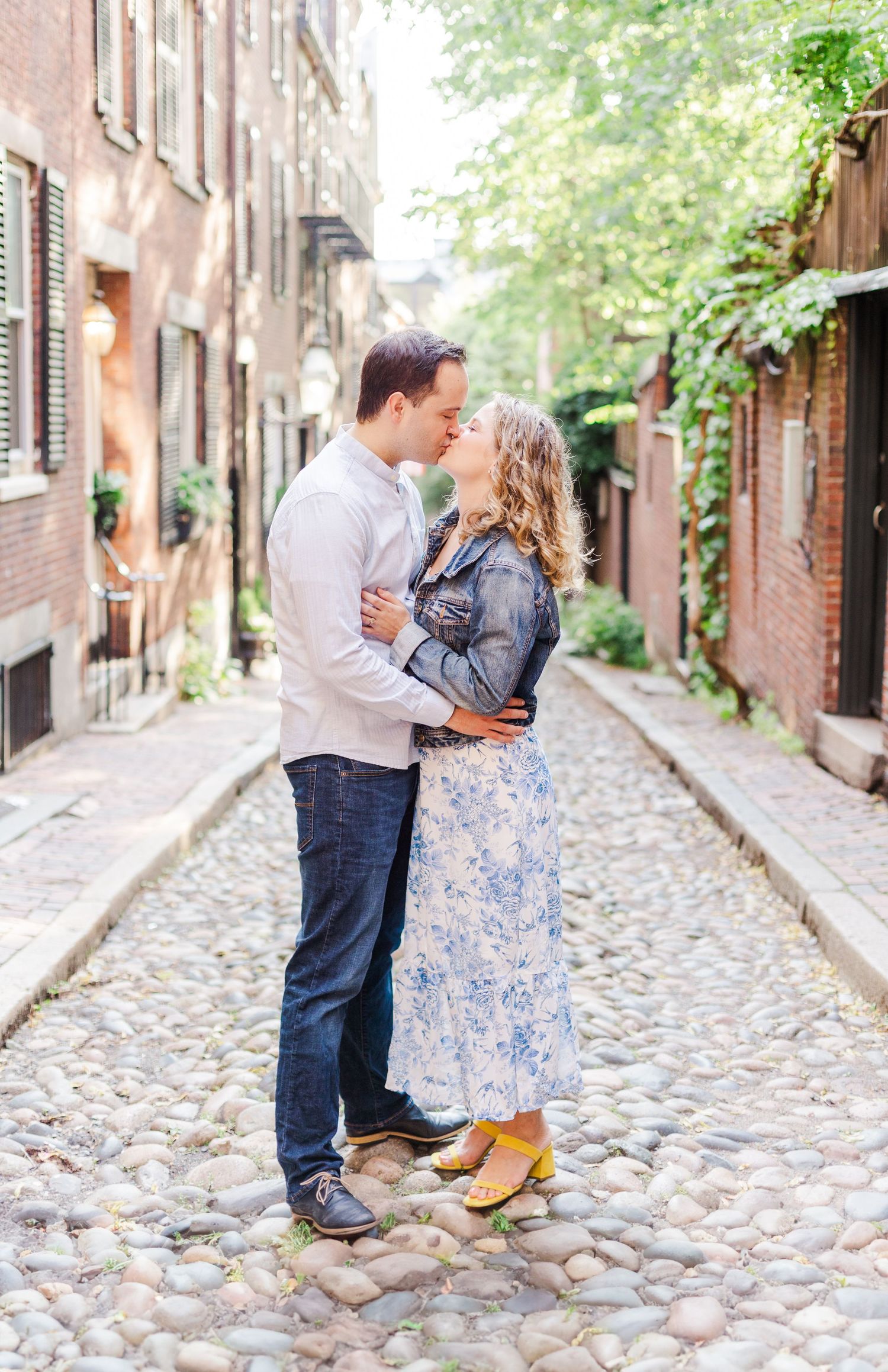 Acorn Street Engagement Session in Boston, Massachusetts taken by Donahue Digital Photography.