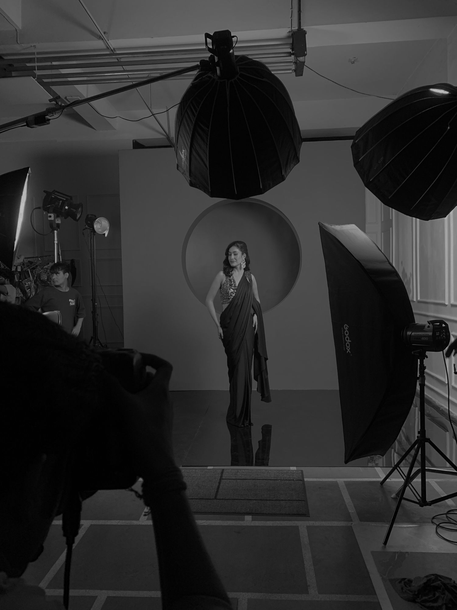 Behind the scenes fashion shoot by Aperture7Studios at fashion photography studio in Delhi, Kirti Nagar studio setup