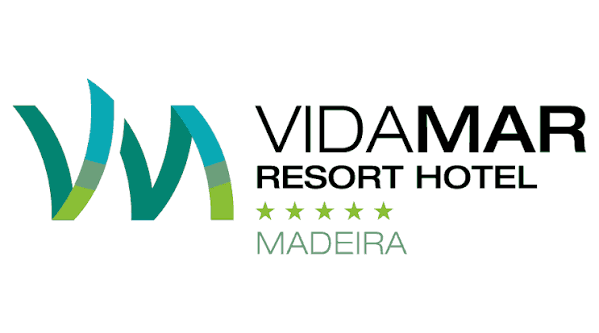 Vidamar Resort Hotel Madeira five-star logo featuring a stylized green and teal wave emblem.