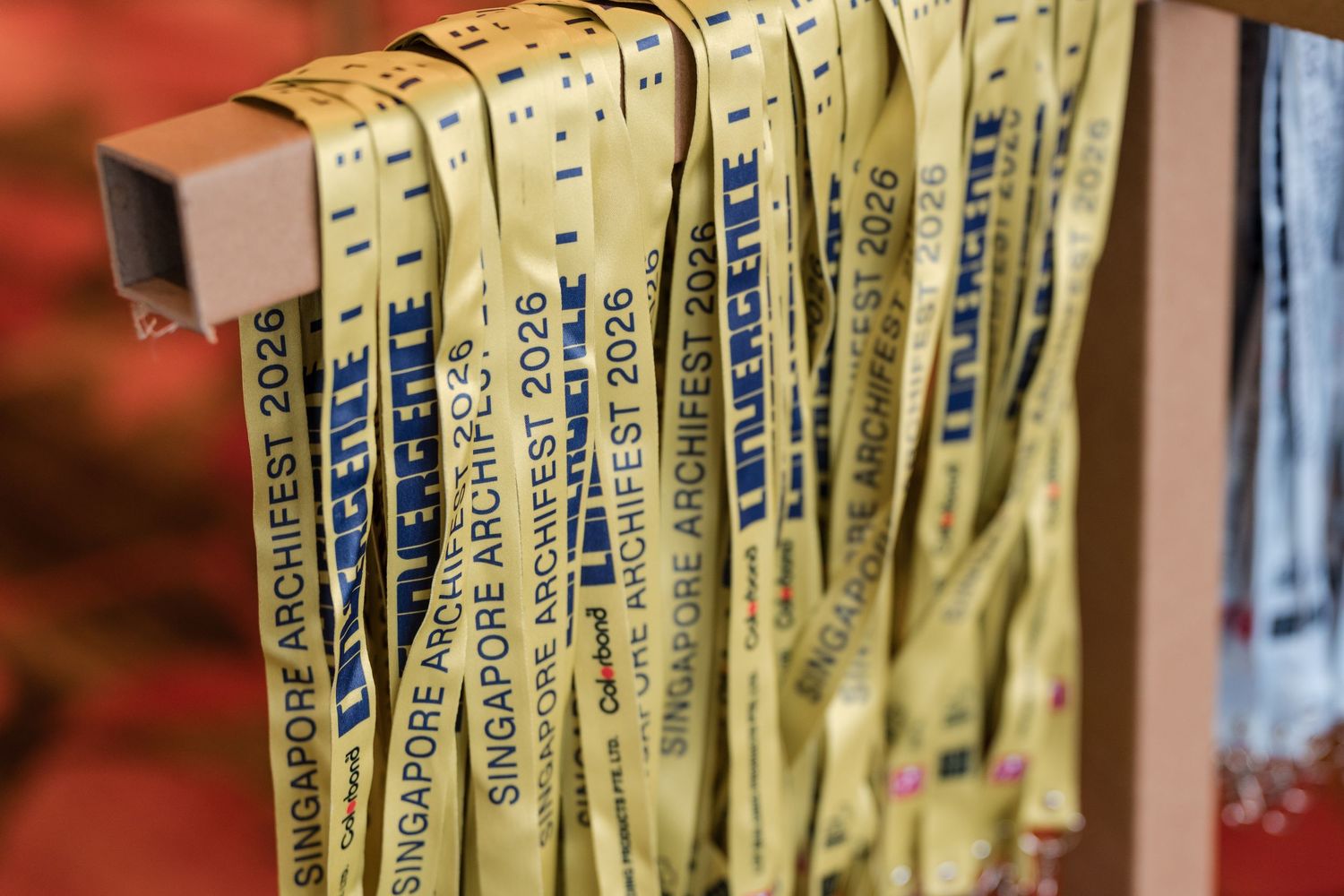 Closeup detail shot of event lanyard with branding