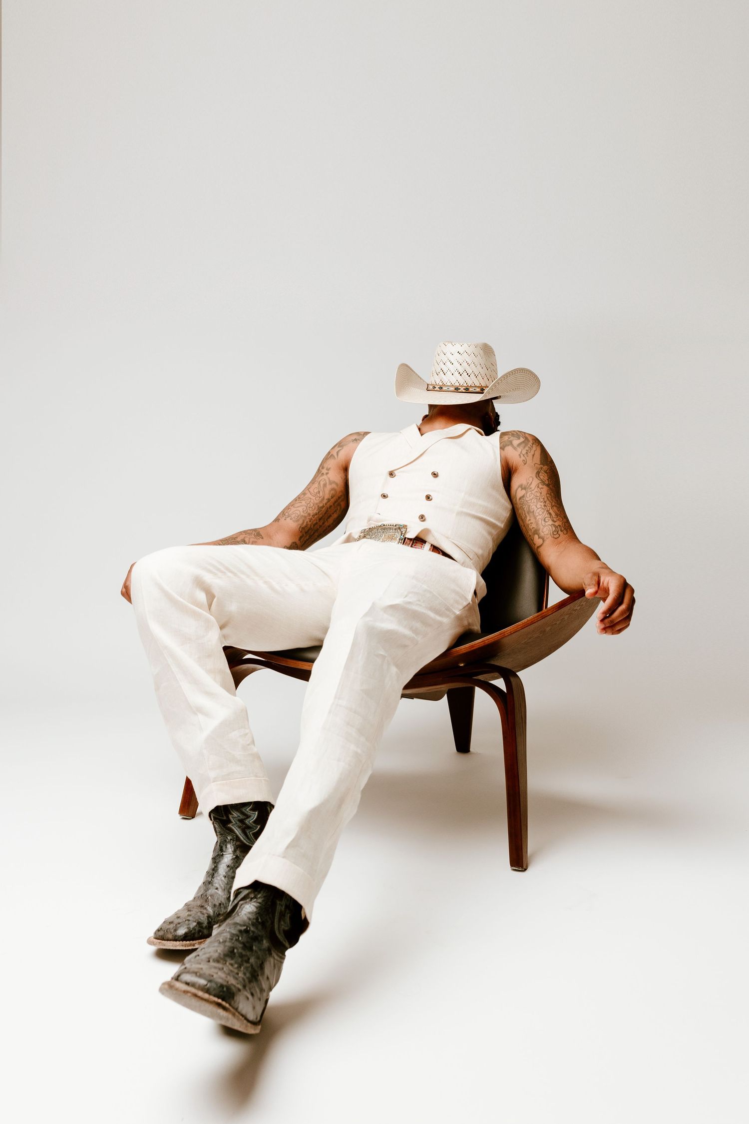 High fashion editorial portrait  emotion . cowboy