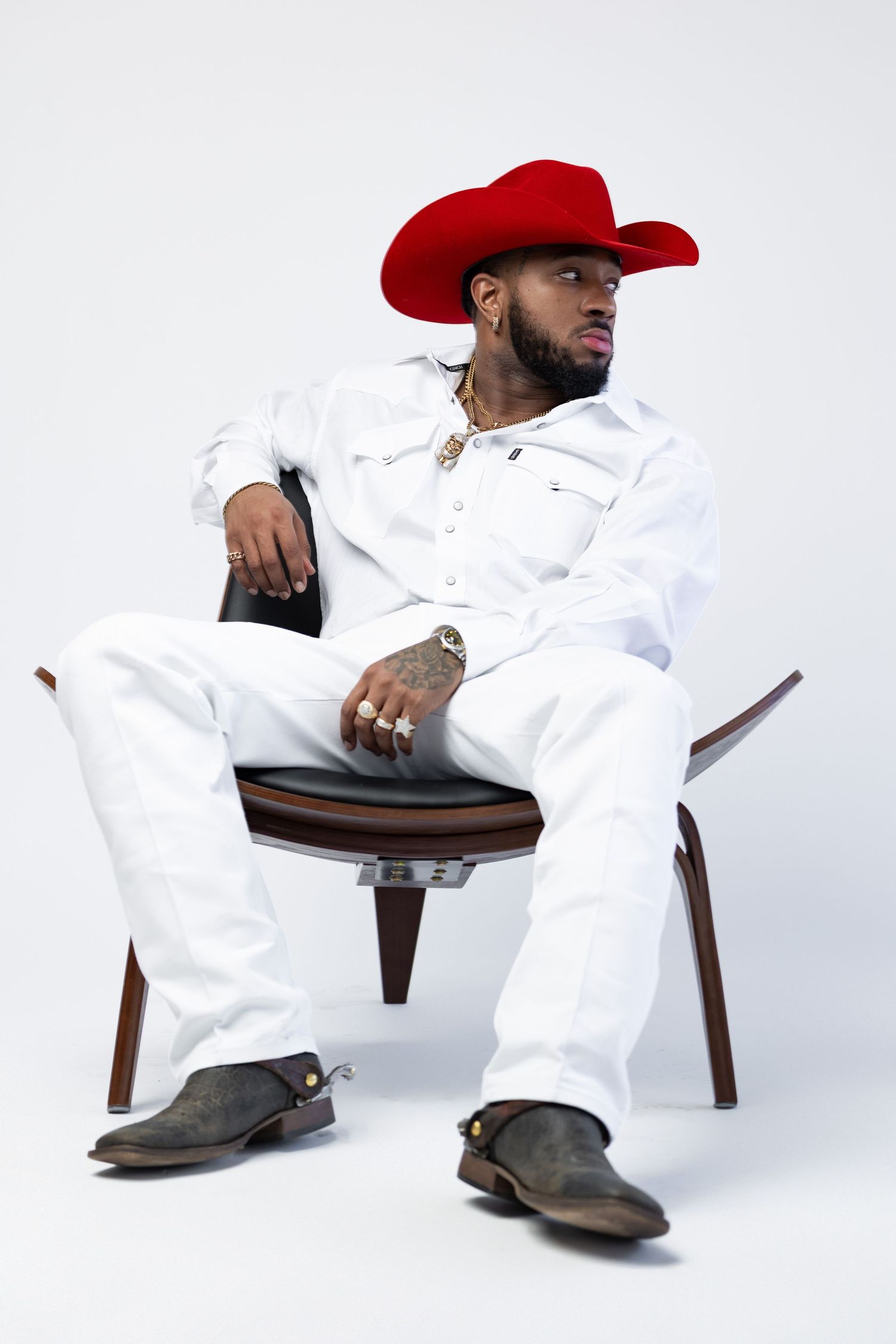 High fashion editorial portrait  emotion . cowboy branding