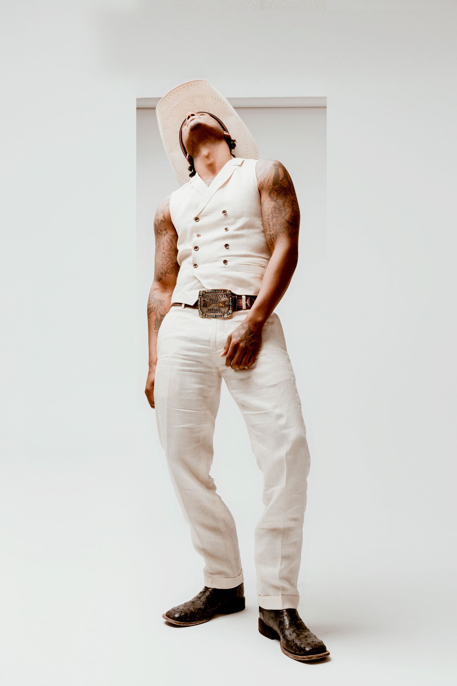 High fashion editorial portrait  emotion . cowboy