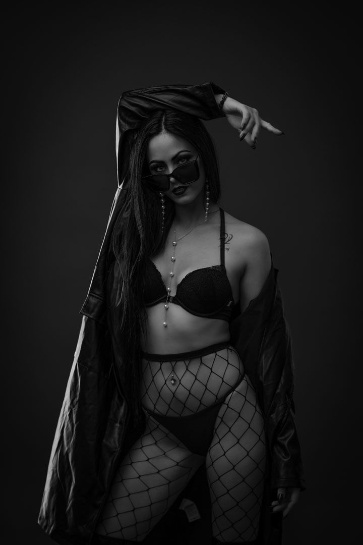 High fashion editorial portrait black and white