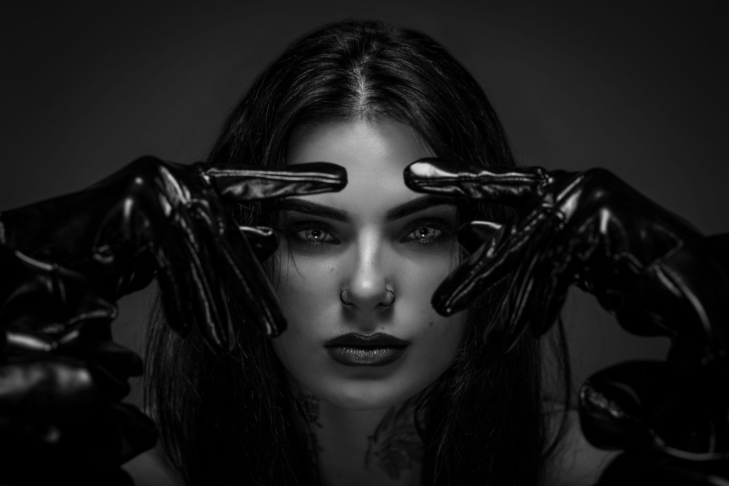High fashion editorial portrait black and white