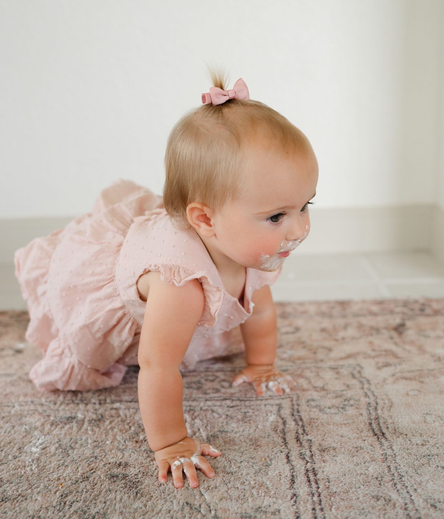 Baby crawling in photo in Palm Beach Florida.