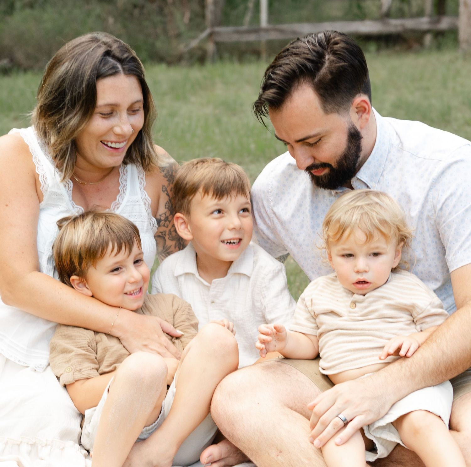 Family of five candidly posed in West Palm Beach FL.