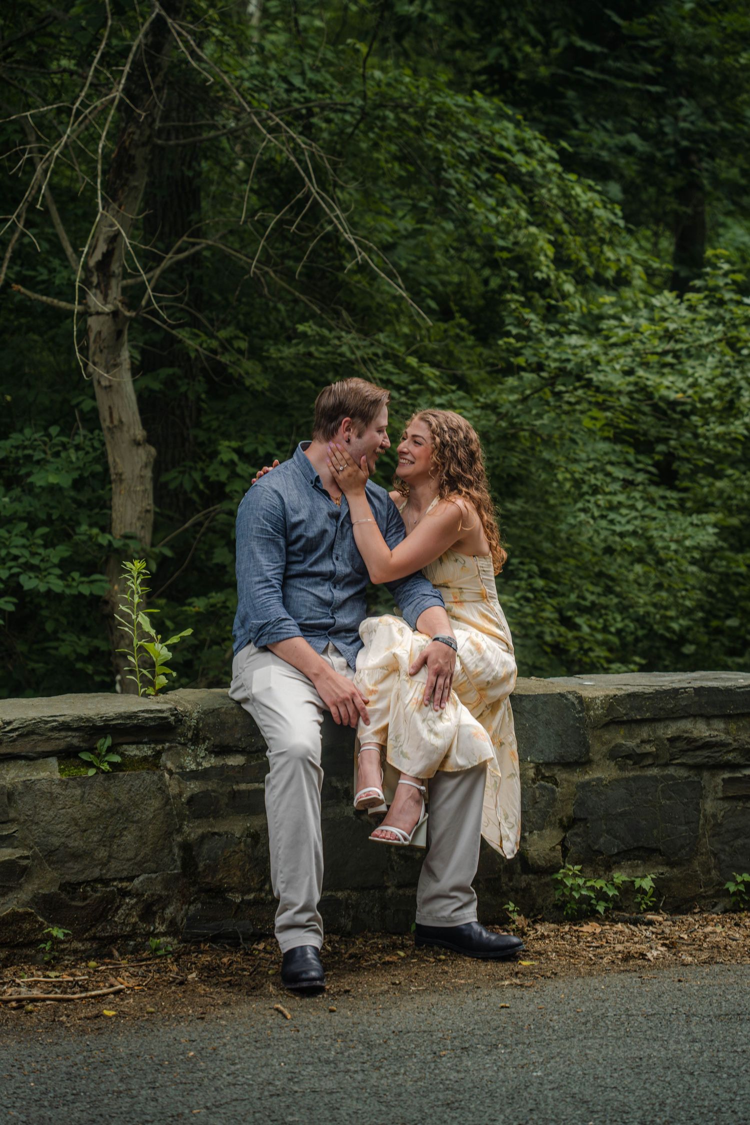 Tyler State Park engagement session in Newtown, Pennsylvania with romantic outdoor couple photography.