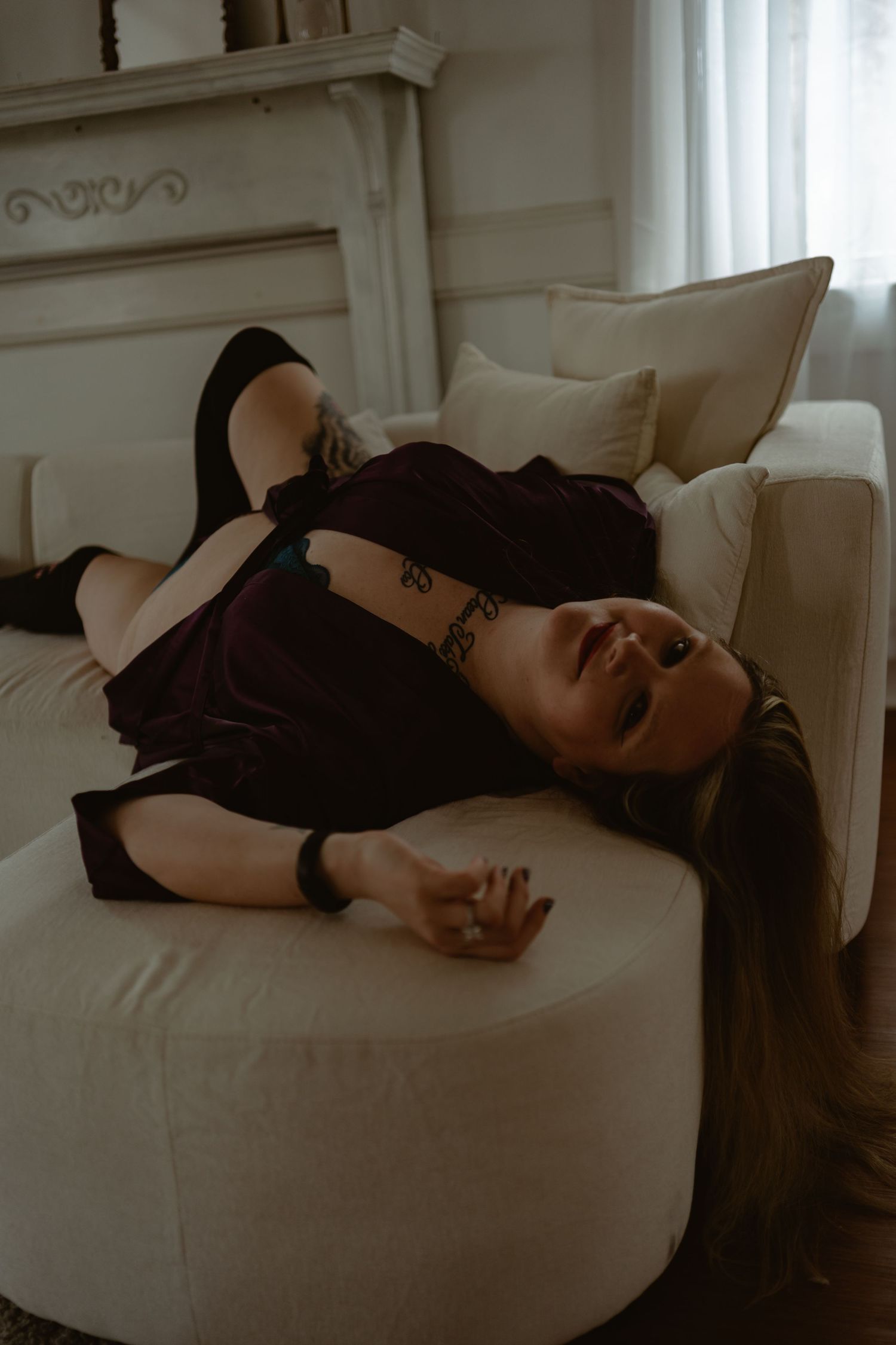 Private studio boudoir session in Berlin, New Jersey with romantic, intimate portrait photography.