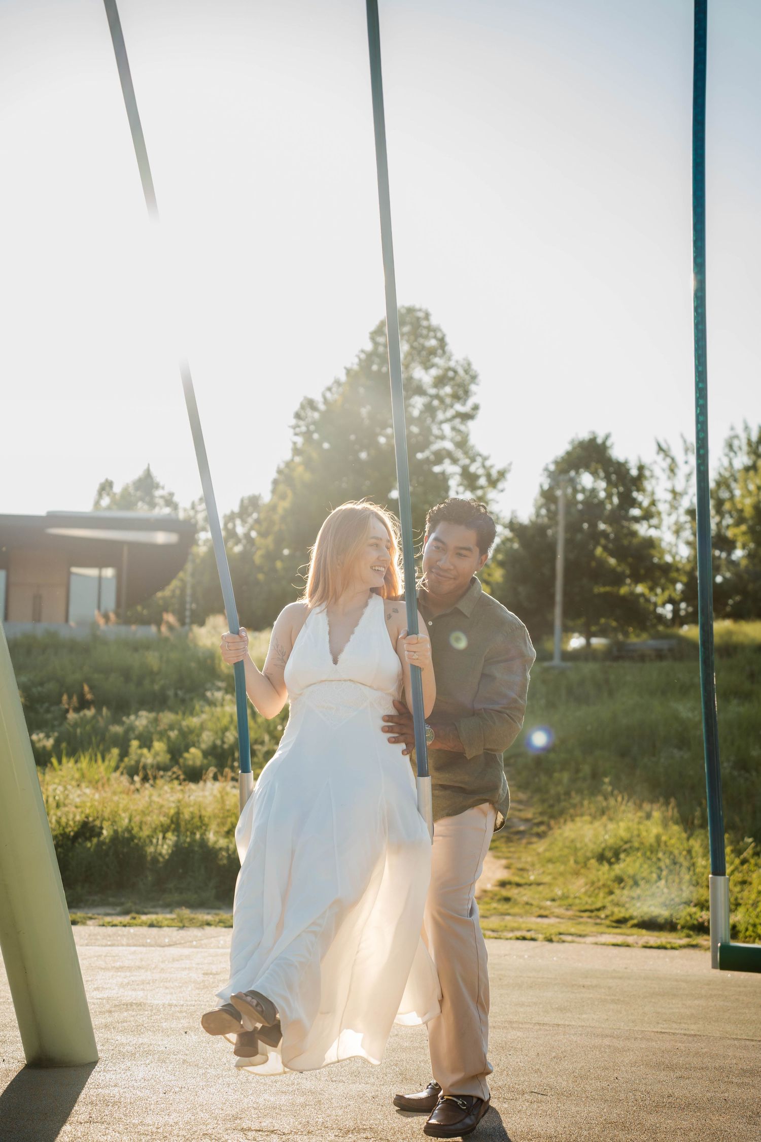 Raleigh North Carolina engagement session with romantic outdoor couple photography.