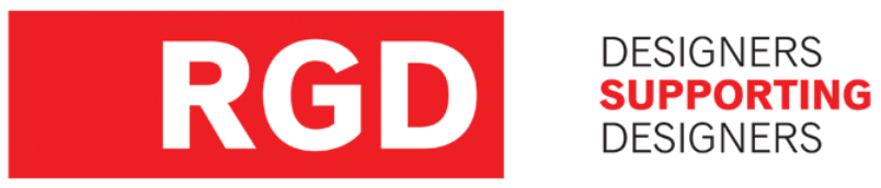 Red banner showing RGD Supporting Designers text and branding.