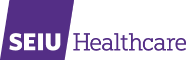 Purple banner displaying SEIU Healthcare logo and branding.