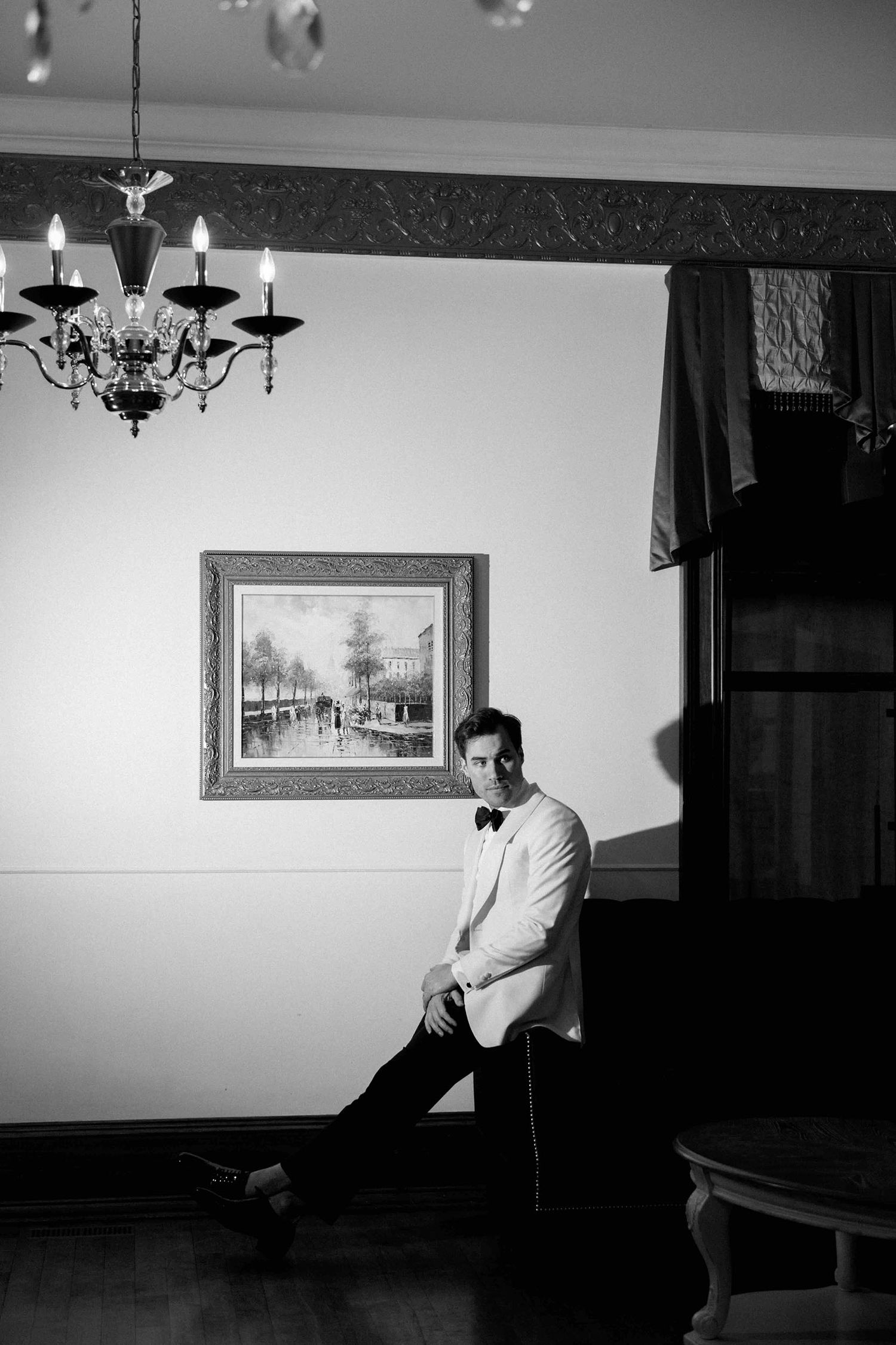 Luxury documentary wedding photography in Montreal showcasing an unposed moment with direct flash.