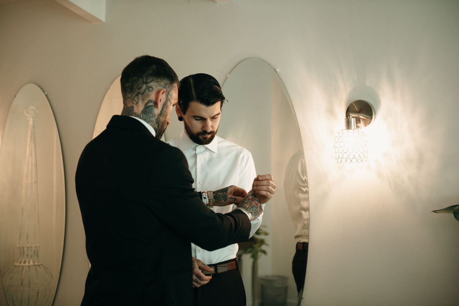 Candid, documentary style photo of a groom getting ready, Reception photo taken by Veronique Jones, Montreal wedding photographer