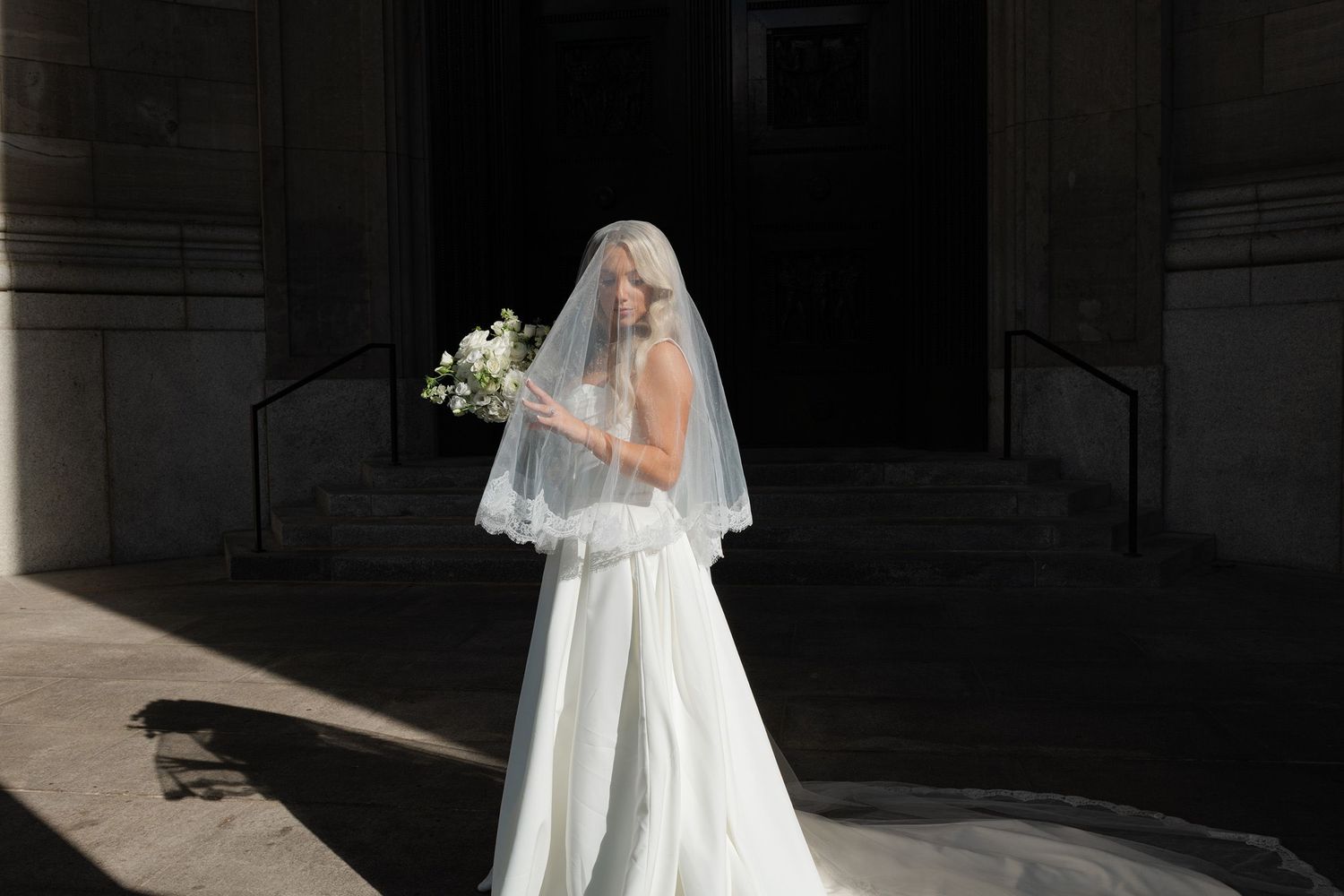 Editorial style bridal portrait captured in Montreal with true color editing.