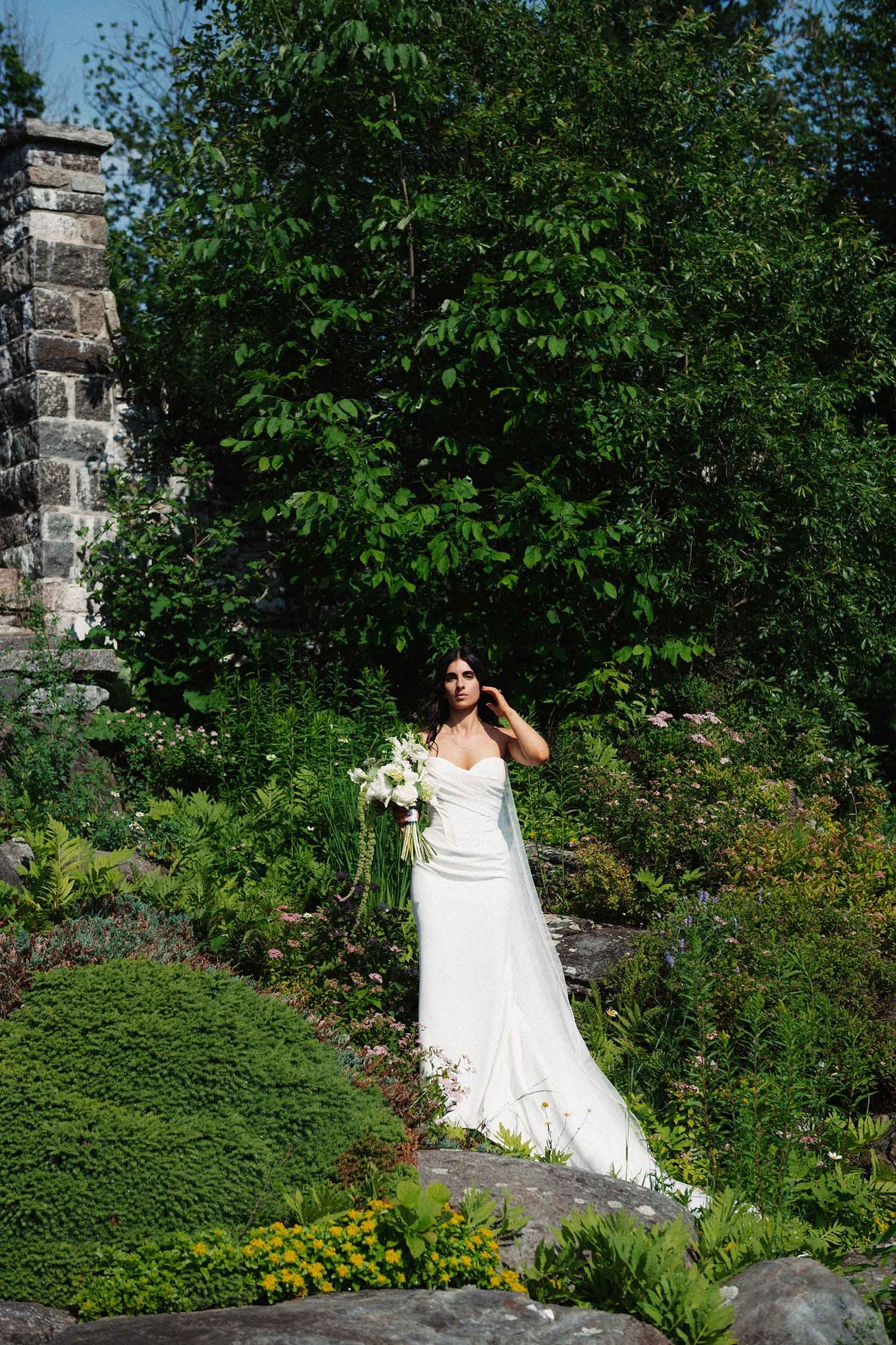 Editorial style bridal portrait captured in Montreal with true color editing.