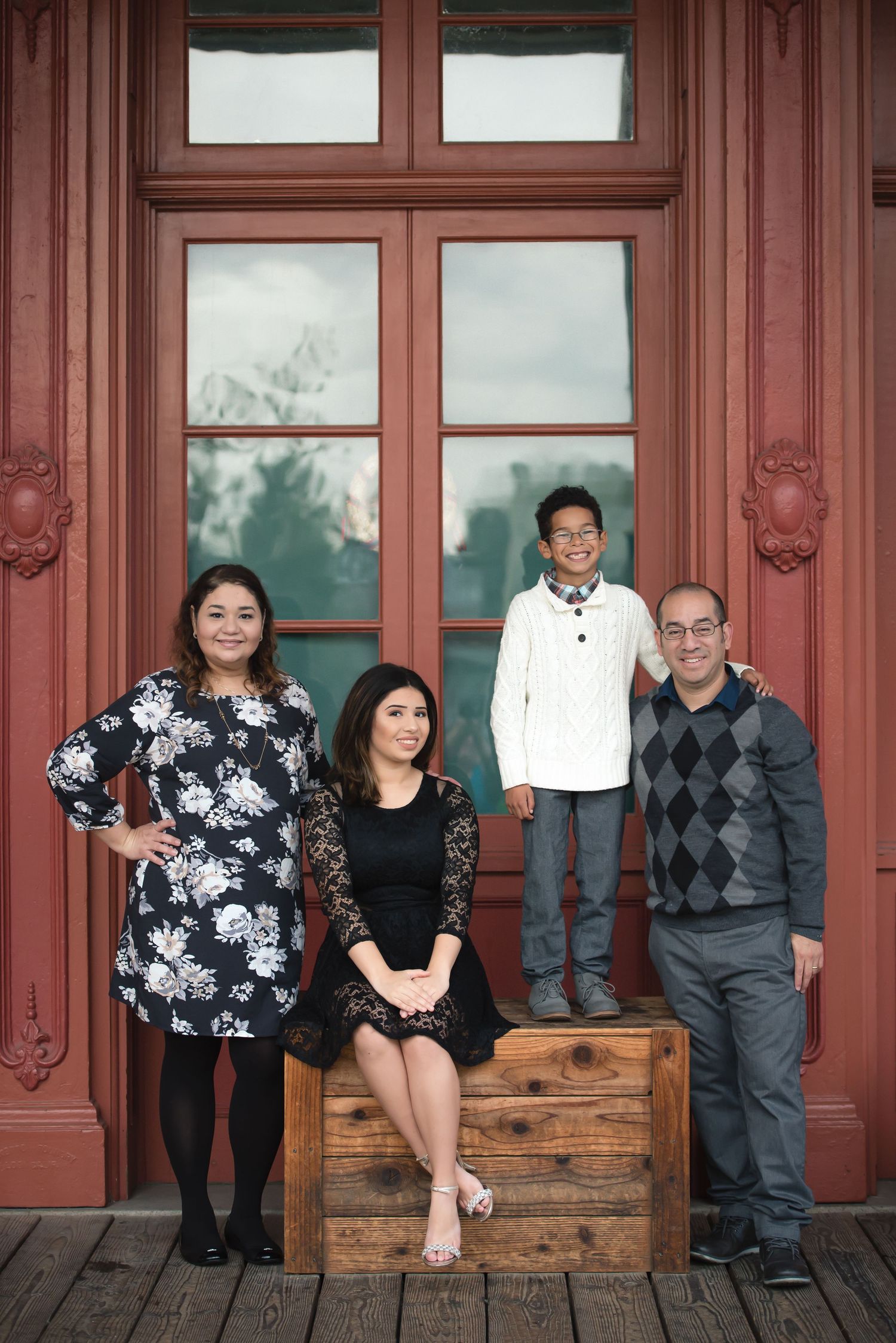 Family of 4 taken in Old Sacramento by the Railroad Museum