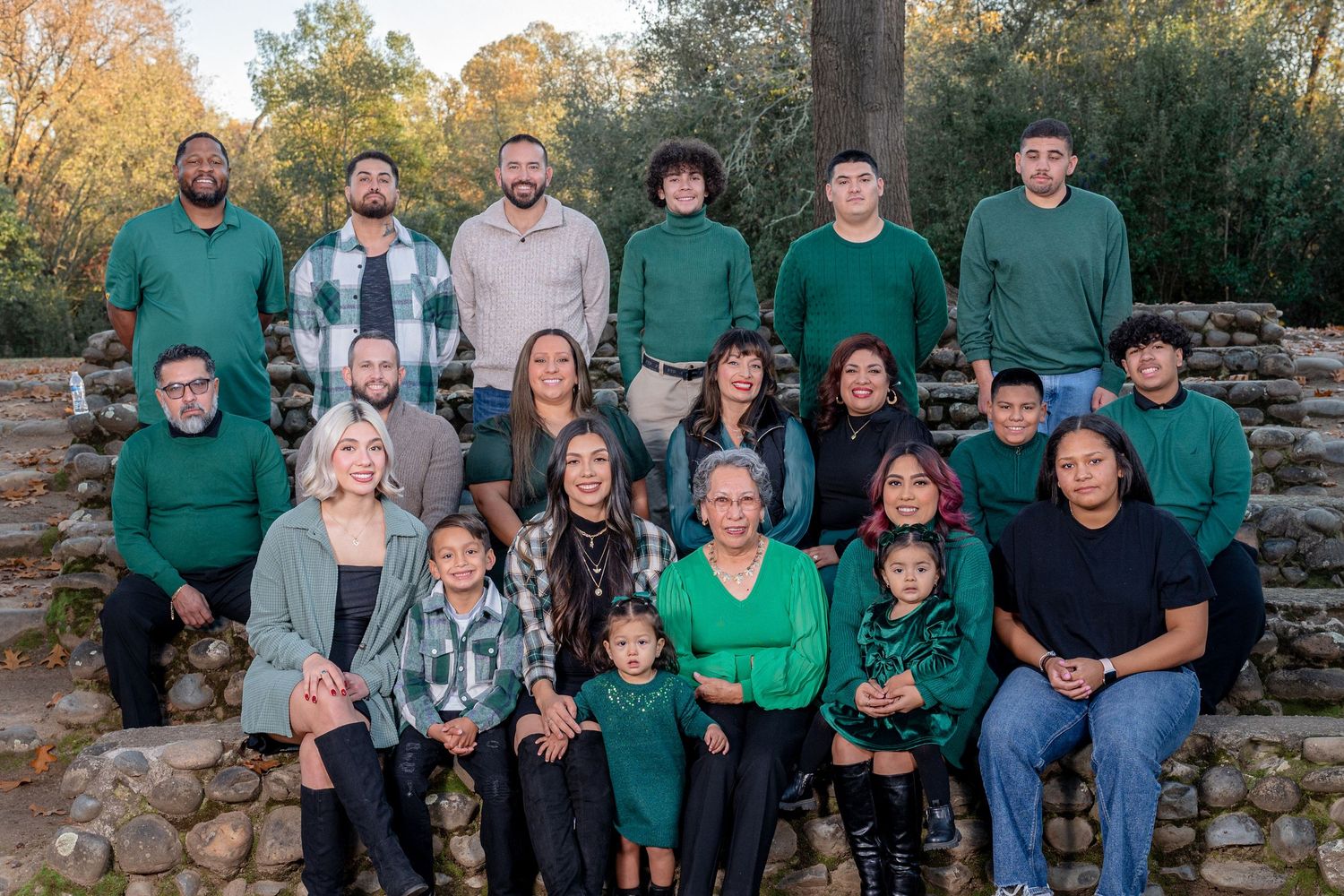 Large extended family photo taken at Orangevale Community Park