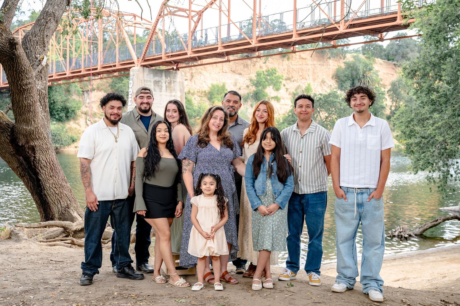 Large family photo taken near the Old Fair Oaks Bridge