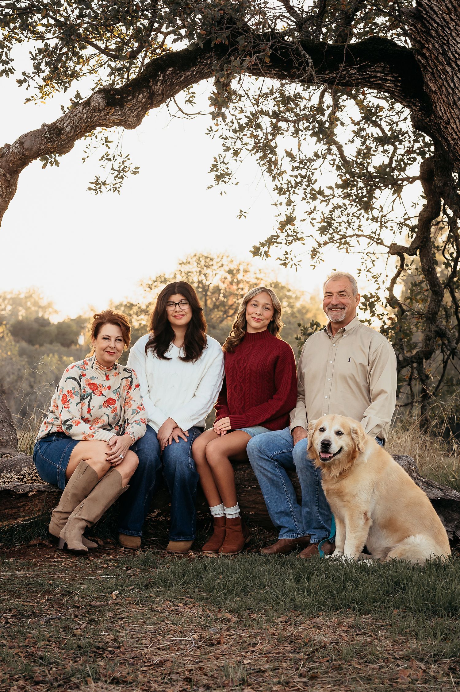 Family photo taken at sunset at Norma Hamlin Park in Orangevale, CA