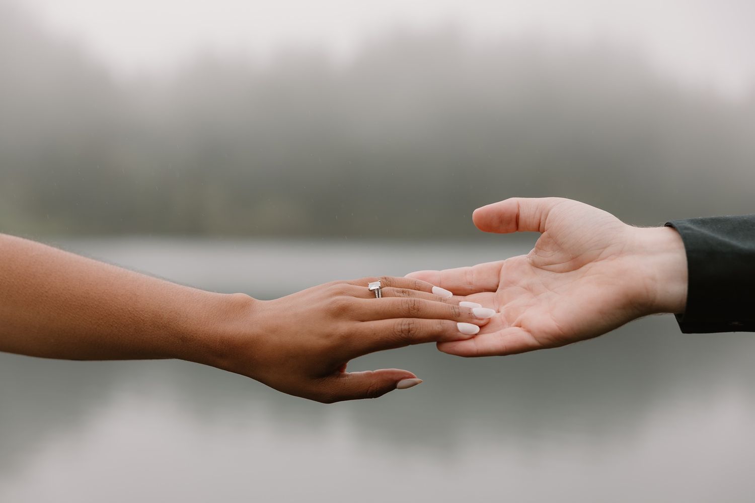 Ring detail photo during an adventure elopement in the mountains of Washington