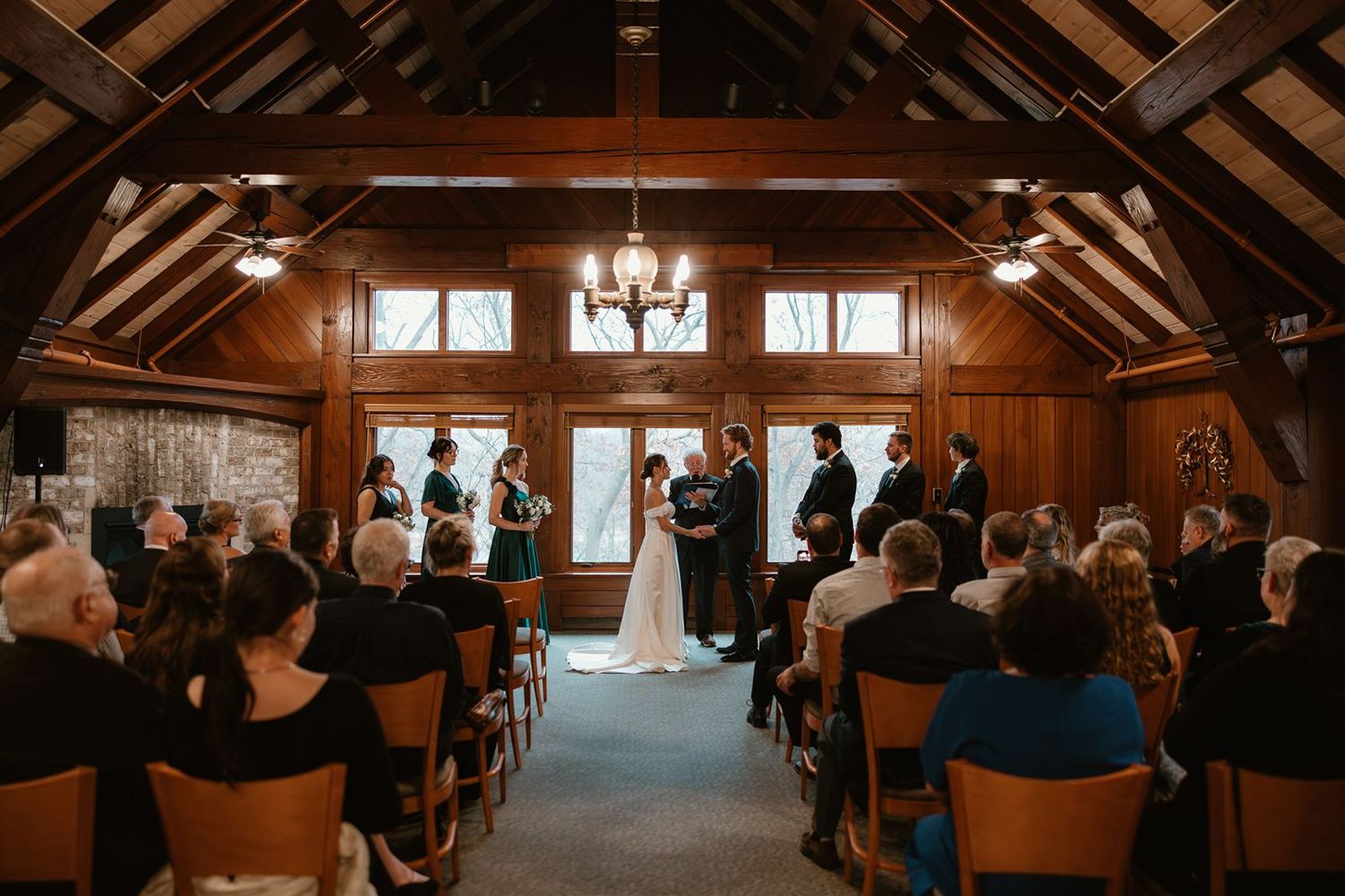 Minnesota Landscape Arboretum wedding ceremony in the Fireplace Room