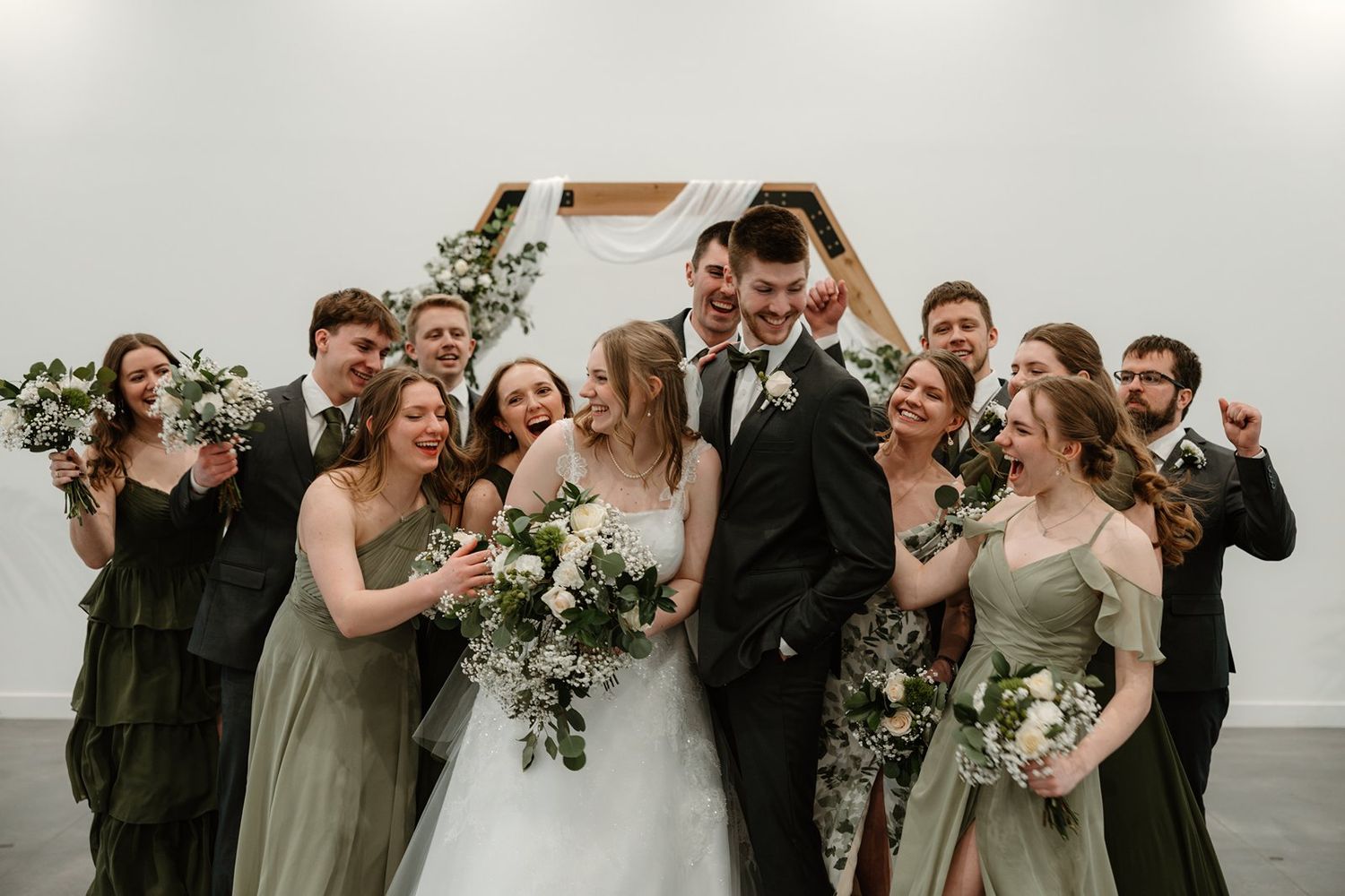 Indoor wedding photos at The Pines Black in Davenport, ND