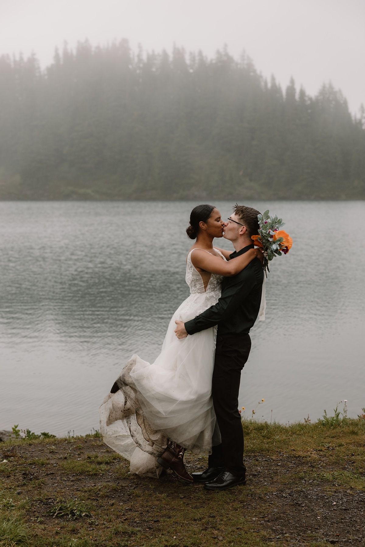 Moody elopement at Mount Baker in Washington state.
