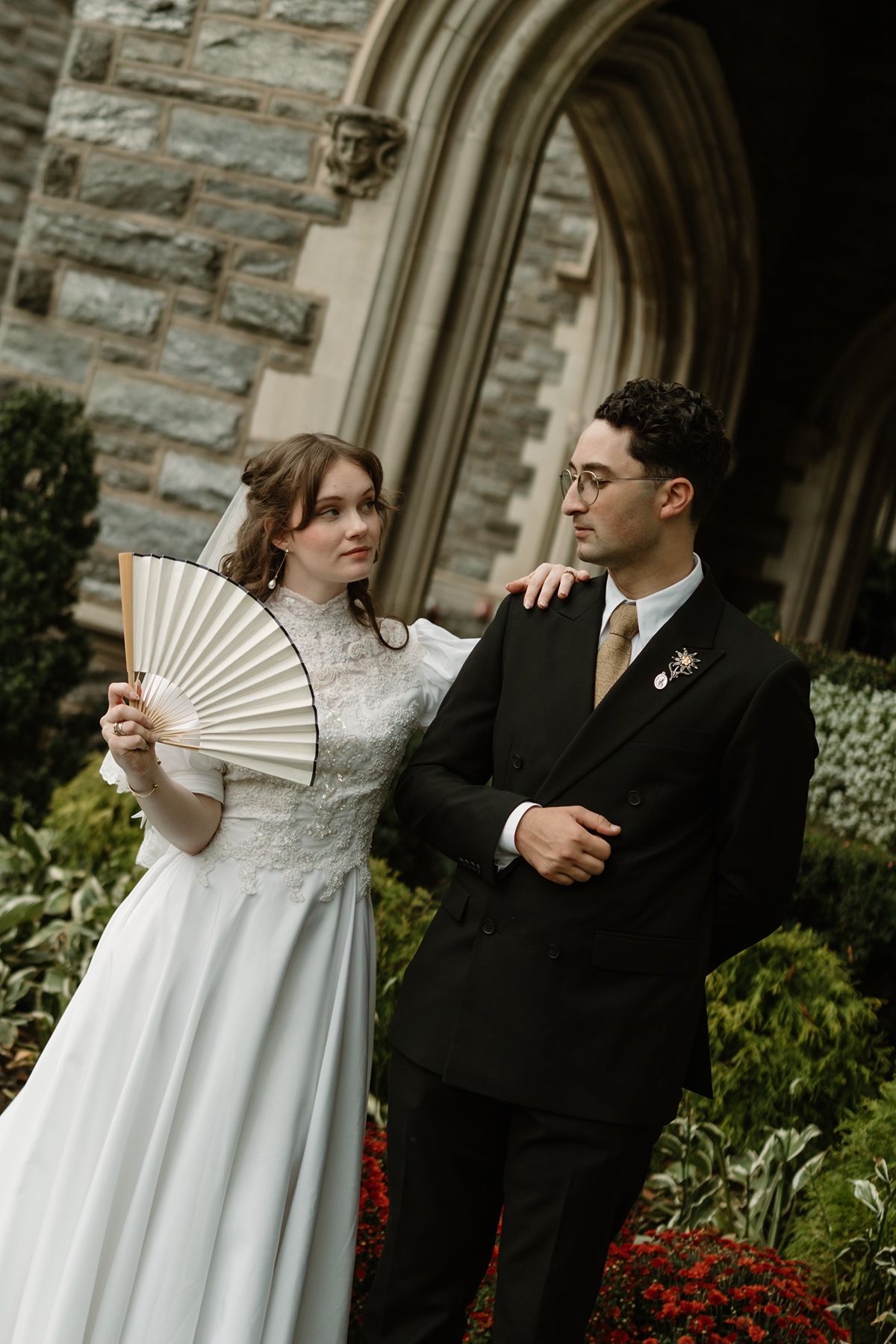 Fairytale Catholic Wedding with Romantic castle portraits