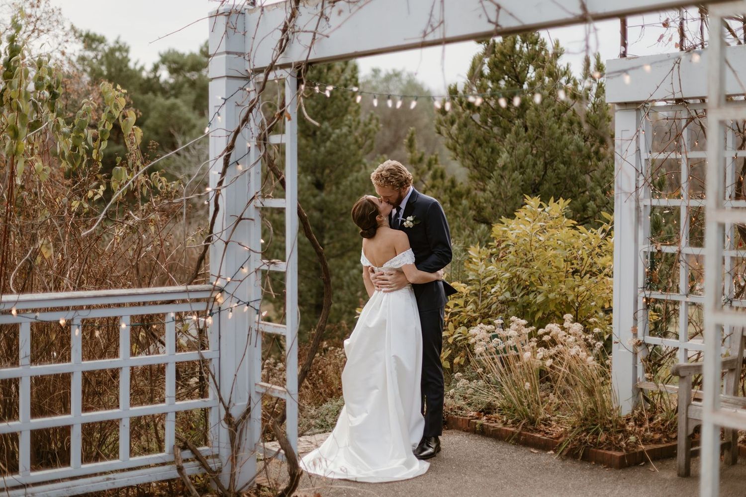 Minnesota Landscape Arboretum Wedding Portraits with the bride and groom in the Perennial Garden