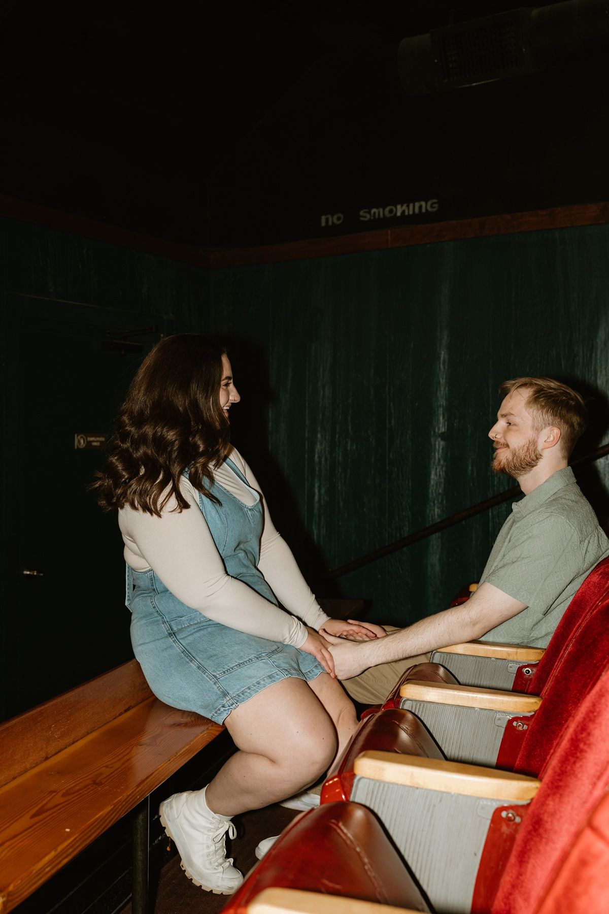 retro movie theater engagement photos