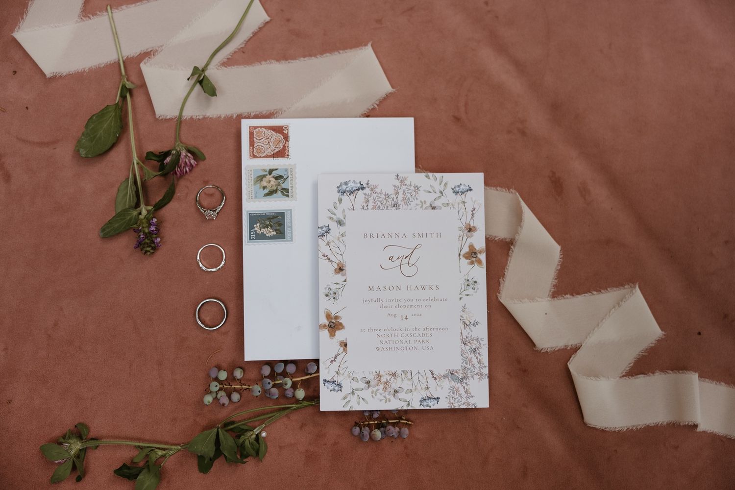 wedding day details from an adventure elopement