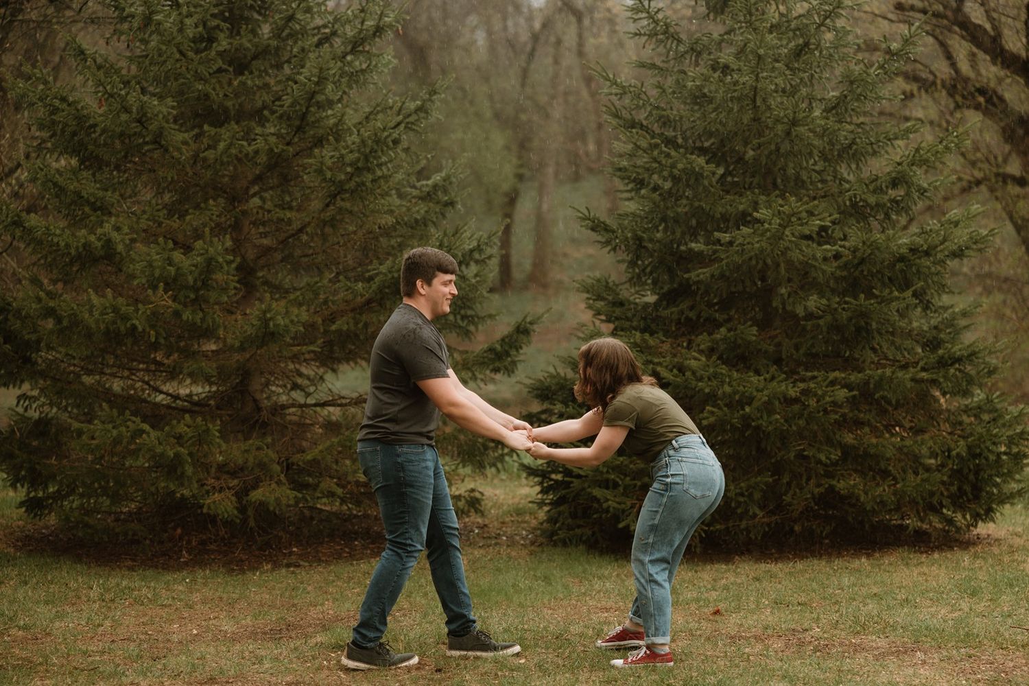 Engagement photos in the rain