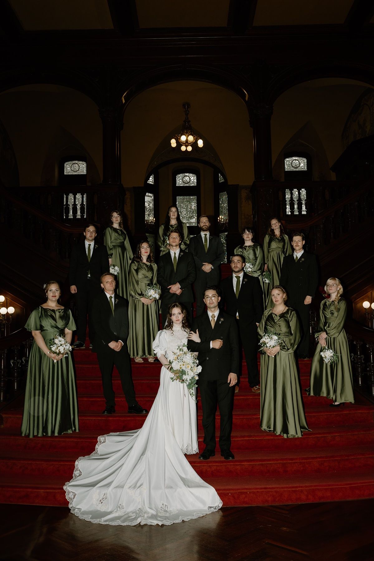 Moody castle wedding portraits with flash