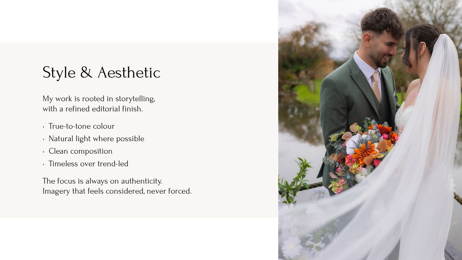 Wedding ceremony details showing elegant floral arrangements, white dresses, and natural outdoor settings.