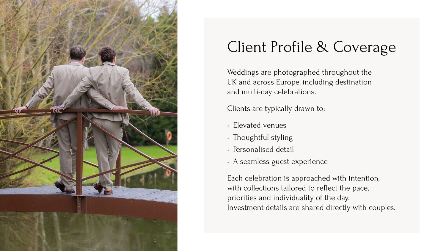 A collage of equestrian photography showing horses and riders in various outdoor settings with client profile text.