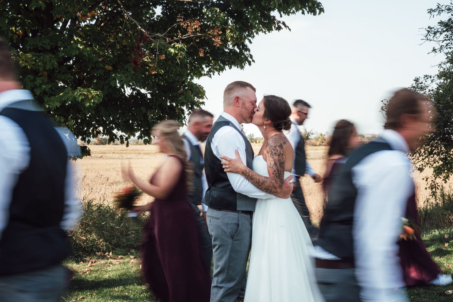 Wedding party in Peterborough, Ontario at Stonefields Farm photographed by Milk and Honey Photo Co
